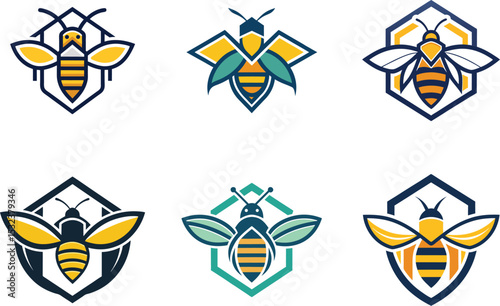 Bee logo designs a collection of scalable honeybee icons perfect for branding honey products and nature-related businesses