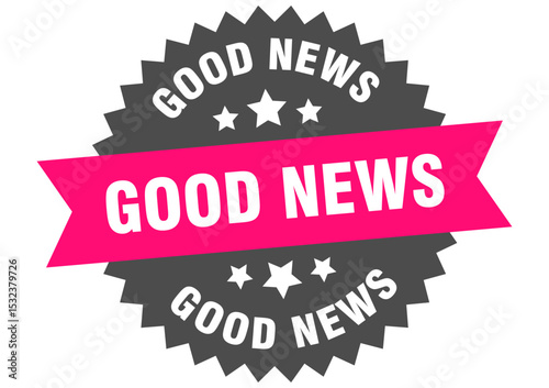 good news. good news round pink label isolated on transparent background
