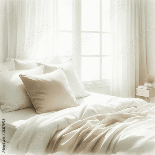 Essential Rest minimalist bedroom isolated watercolor vector illustration svg