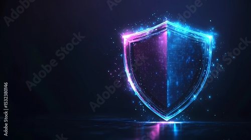 Neon Shield with Blue and Purple Glow