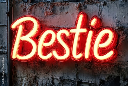 Neon Sign Bestie for Friendship and Social Connection Decor