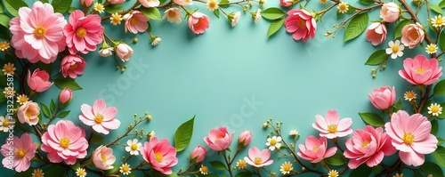 Intricate baby's breath & gold leaf border  Ideal garden-themed projects , delicate, floral art