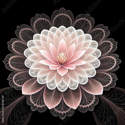 Elegant Pink Dahlia Flower on Black Background – Nature’s Symmetrical Beauty