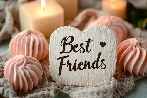 Sweet Treats and Candles Creating Warm Atmosphere of Friendship