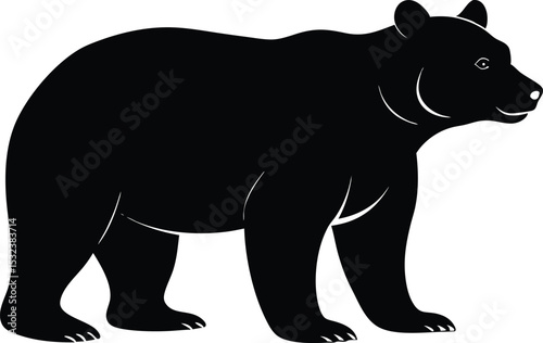 Bear silhouette vector, Vector Illustration California Bear Black and White Silhouette
