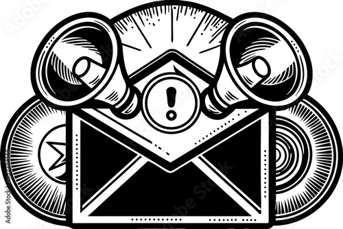 Flat Style Illustration of Email Marketing Campaign with Envelope and Icons