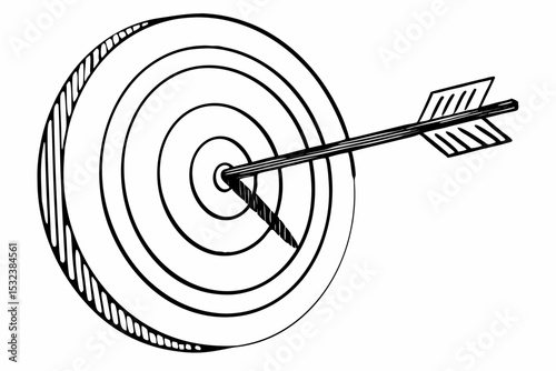Minimal Flat Illustration of Business Goal Setting with Target and Arrow