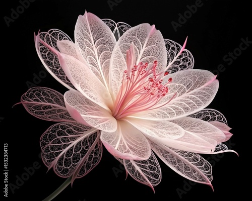 Elegant Pink Dahlia Flower on Black Background – Nature’s Symmetrical Beauty