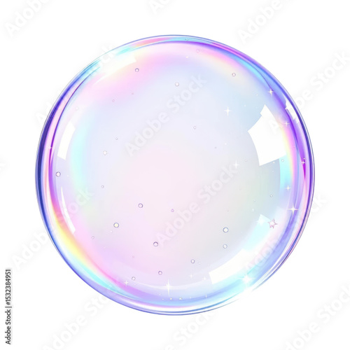 Iridescent Orb Reflecting Light Rainbow Colors in a Translucent Bubble with a Black Background Creating a Minimalistic Still Life Composition