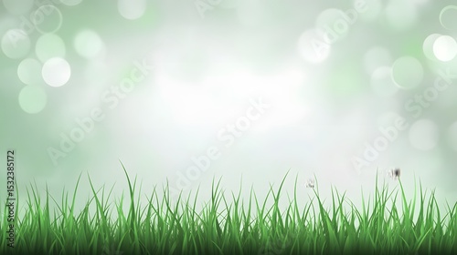 Vibrant Green Grass Blades on Bokeh Background