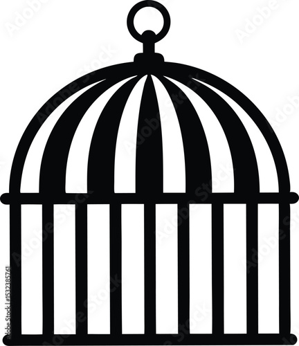 Empty bird cage silhouette icon vector. birdcages with bird silhouette vector, Bird cage icon design