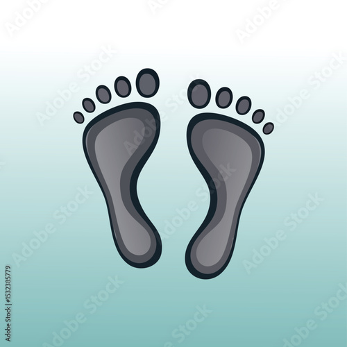 Vector of human footprints on gradient background. Ideal for spa, fitness, footprint tracking, walking, wellness or fitness related designs