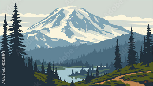 Majestic Mount Rainier National Park Landscape