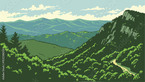 Scenic Blue Ridge Mountains Landscape Art Print
