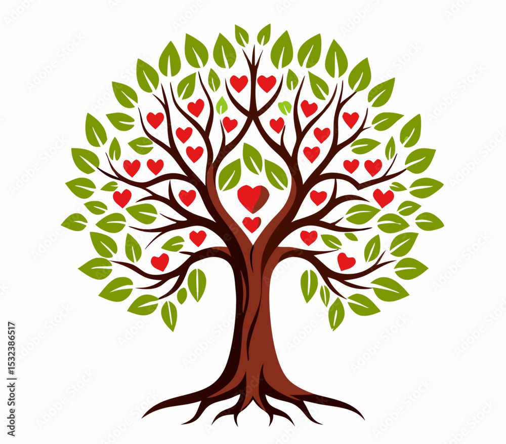 Obraz premium Heart-Shaped Leaves Tree of Love, Family, Romance