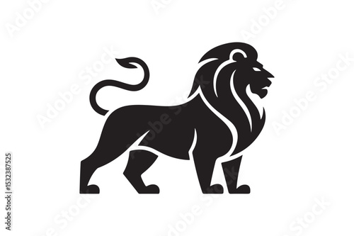 Majestic Lion Profile Silhouette Icon for Strength, Leadership, and Wildlife Themes