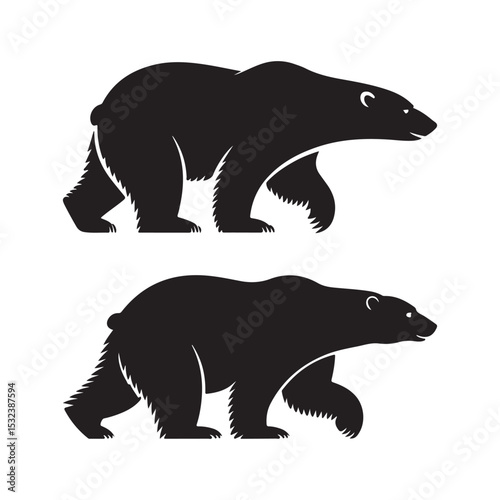 Polar Bear Silhouette Set for Wildlife, Arctic, and Nature-Themed Designs