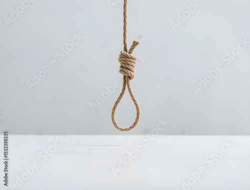 Rope noose hanging down symbolizing suicide and depression