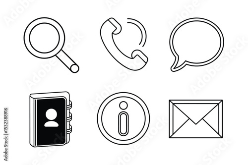 Contact us Customer service line art icon set 6 icon set on Template