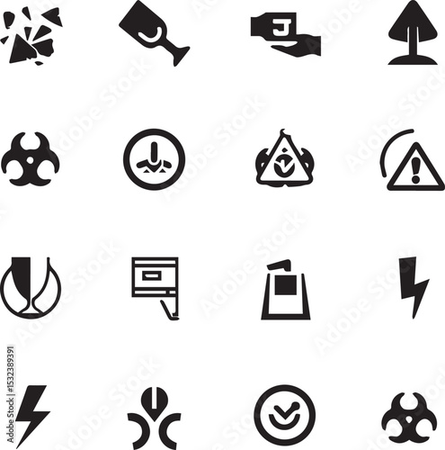 "Communication and Technology Icon Set – Vector Clip Art with Human Elements, Devices, Symbols, and Business Tools on White Background"