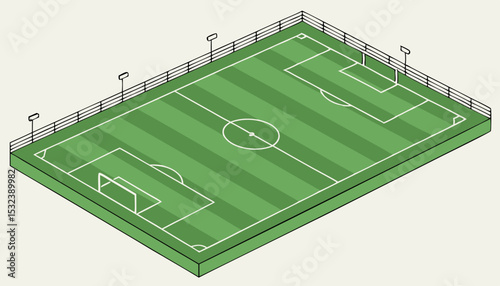 Aerial view of a meticulously marked soccer field ready for a thrilling match          