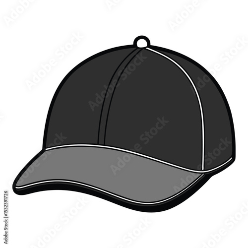 Black and Gray Baseball Cap Clipart Vector Illustration

