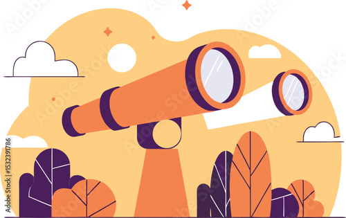 A soft-edged telescope overlooking markets, opportunities, and leads through cartoonish binoculars