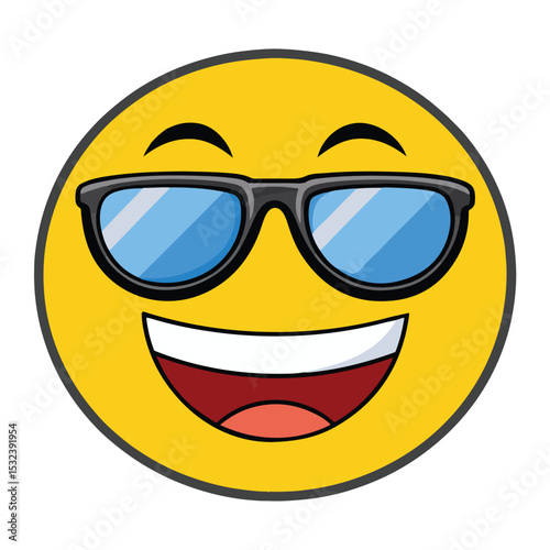 Cool Smiley Emoji with Sunglasses – Fun Cartoon Face Icon