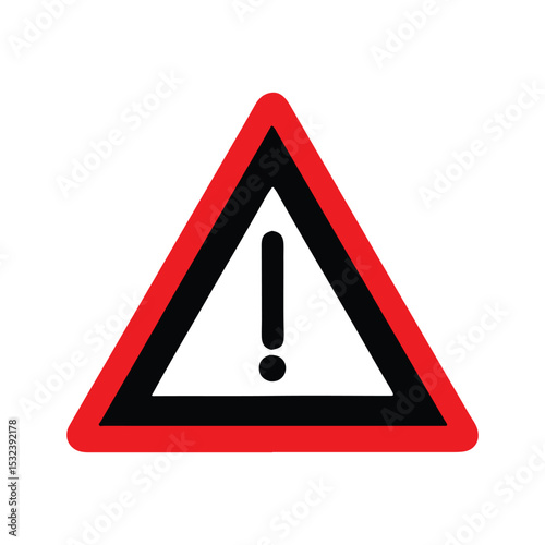 Yellow triangular warning sign with an exclamation mark, a road hazard symbol for attention and safety