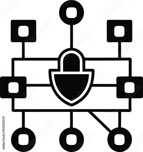 Network Firewall with Blocked Connections Icon vector silhouette illustration