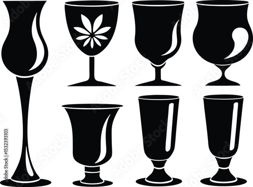 Set of different drinks, set of drinks glasses vector illustration