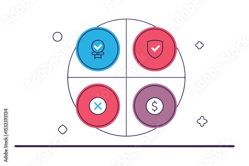 Rounded quadrant chart with icons
