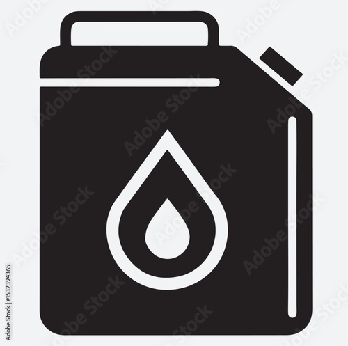 fuel container with large drop icon silhouette vector art illustration