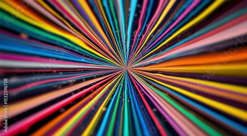 A burst of colorful lines converging in the center, creating a ripple effect that radiates outward