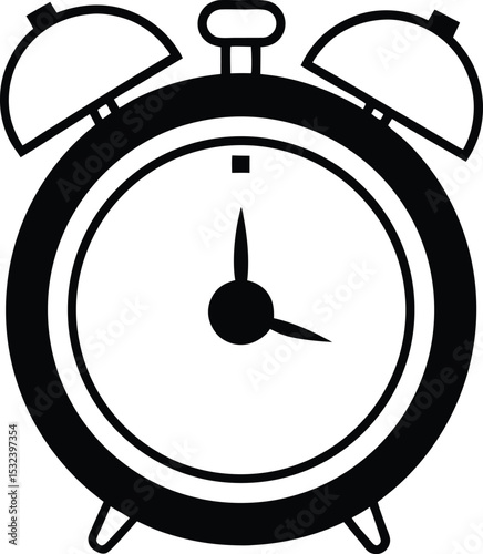 Alarm clock – black silhouette on white background