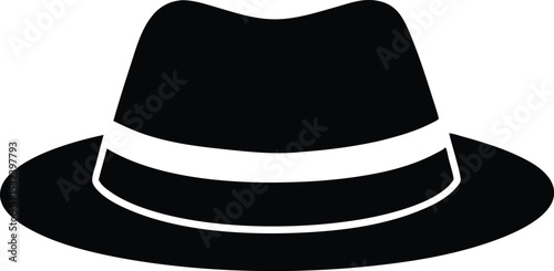 Black Fedora Hat Silhouette Vector Illustration. Fedora hat of a silhouette art