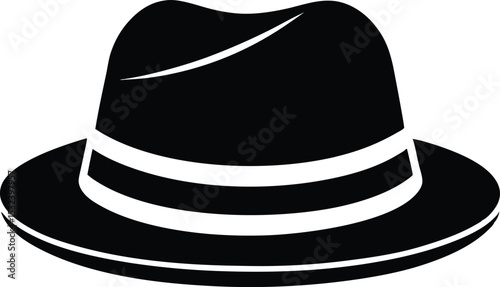 Black Fedora Hat Silhouette Vector Illustration. Fedora hat of a silhouette art