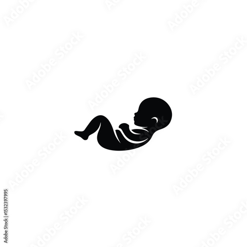 Print Crawling babies silhouettes vector black and white illustration. Infants in different positions from side view