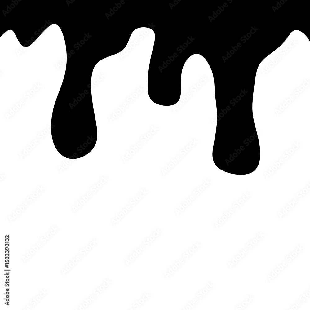 Obraz premium Minimalist black dripping liquid or paint vector illustration. High contrast abstract design element with smooth dripping shapes and drops. Perfect for graphic design, posters, packaging, backgrounds