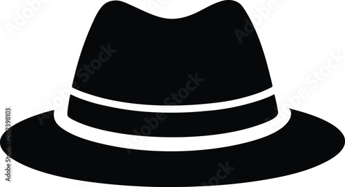 Black Fedora Hat Silhouette Vector Illustration. Fedora hat of a silhouette art