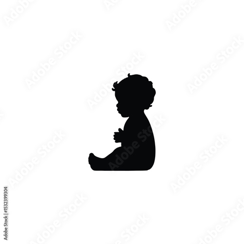 Print Crawling babies silhouettes vector black and white illustration. Infants in different positions from side view