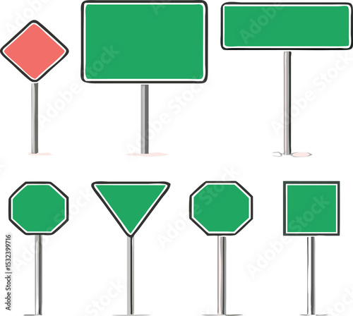 Different road sign set. Vector illustration
