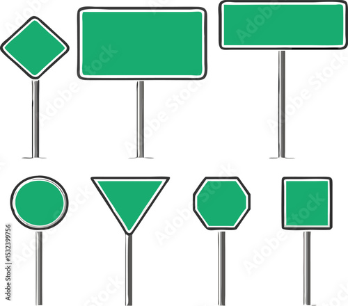 Different road sign set. Vector illustration
