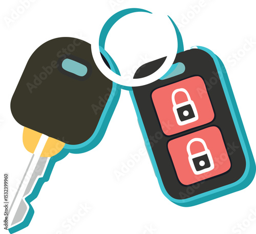 Car key in flat style. Vector illustration