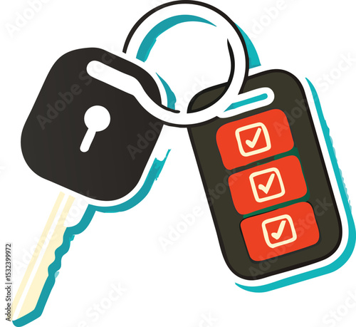 Car key in flat style. Vector illustration