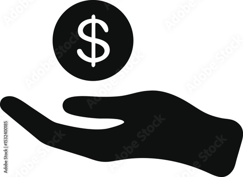 Money in hand simple icon. Vector illustration
