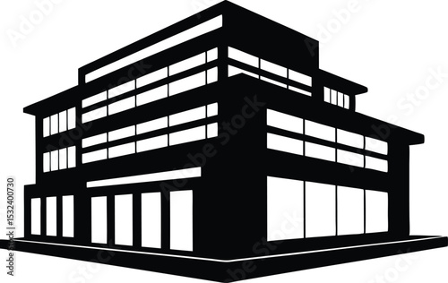 Modern office building silhouette, Building icon vector, City building silhouette vector illustration