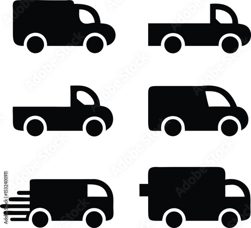 Track icons set. Van icon. Vector illustration