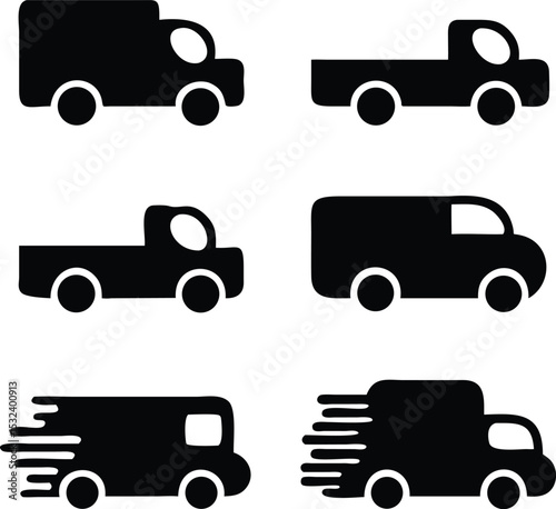 Track icons set. Van icon. Vector illustration