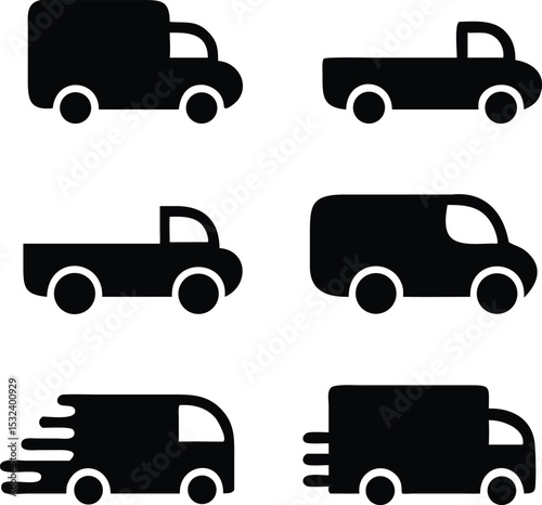 Track icons set. Van icon. Vector illustration